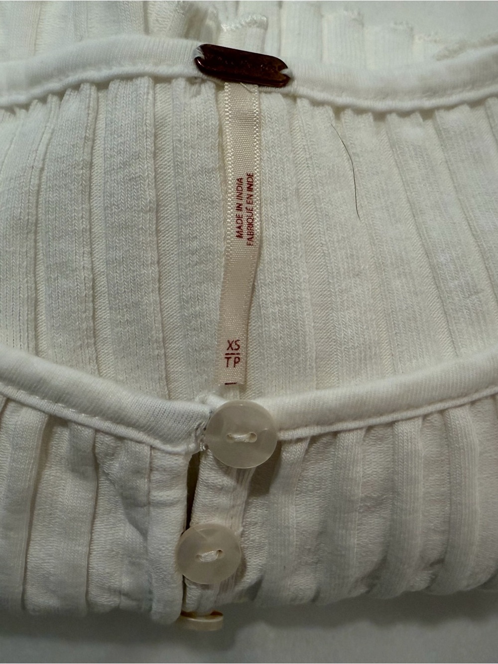 Free People Ivory Ribbed Button-Front Sleeveless Tank - Picture 3 of 3